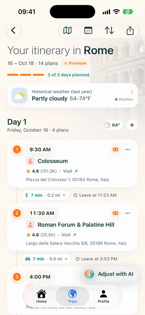 TravelTrail itinerary